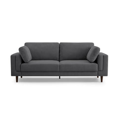 Sofa, Dark Gray Linen Blend, Square Arms, Rubberwood Feet, 85 In. Wide