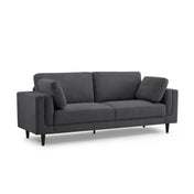 Sofa, Dark Gray Linen Blend, Square Arms, Rubberwood Feet, 85 In. Wide