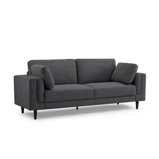 Sofa, Dark Gray Linen Blend, Square Arms, Rubberwood Feet, 85 In. Wide