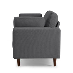 Sofa, Dark Gray Linen Blend, Square Arms, Rubberwood Feet, 85 In. Wide