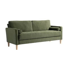 Sofa, Seats 3, Eucalyptus Wood Frame with Square Arms, Green