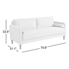 Sofa, Seats 3, Eucalyptus Wood Frame with Square Arms, Green