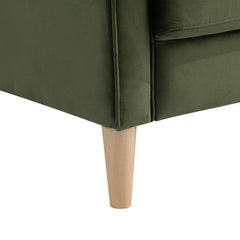Sofa, Seats 3, Eucalyptus Wood Frame with Square Arms, Green
