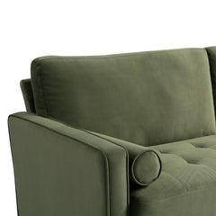 Sofa, Seats 3, Eucalyptus Wood Frame with Square Arms, Green