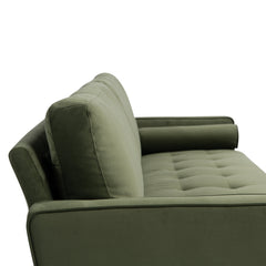 Sofa, Seats 3, Eucalyptus Wood Frame with Square Arms, Green
