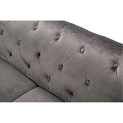 Sofa, Seats 3, Gray Upholstery with Chrome Metal Legs