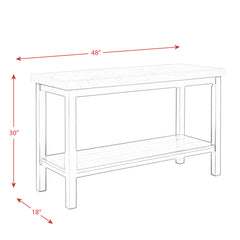 Sofa Table, 48 in W with Marble Top and Bottom Shelf