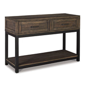 Sofa Table, 48 in Wide, Brown Manufactured Wood Top, Distressed Finish