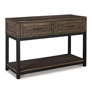 Sofa Table, 48 in Wide, Brown Manufactured Wood Top, Distressed Finish