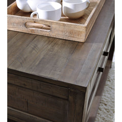 Sofa Table, 48 in Wide, Brown Manufactured Wood Top, Distressed Finish
