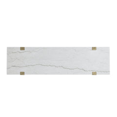 Sofa Table, 60-Inch, White Marble Top with Brown Solid Wood Base