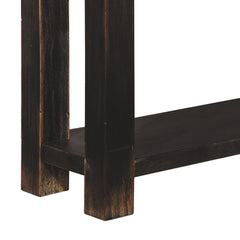 Sofa Table, 64 in W, Black Solid Wood with Four Drawers