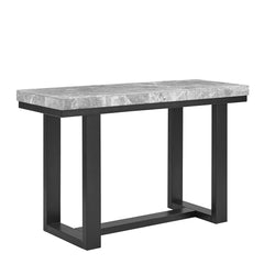 Sofa Table, Gray Marble Top with Solid Wood Base