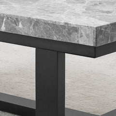 Sofa Table, Gray Marble Top with Solid Wood Base