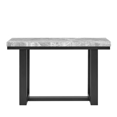 Sofa Table, Gray Marble Top with Solid Wood Base