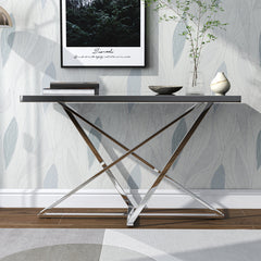 Sofa Table, Mirrored Glass Top with Silver Steel Base