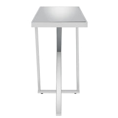Sofa Table, Mirrored Glass Top with Silver Steel Base