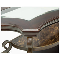 Sofa Table with Glass Top, Brown Base