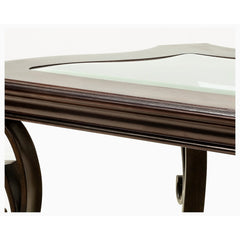 Sofa Table with Glass Top, Brown Base