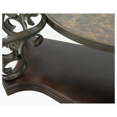 Sofa Table with Glass Top, Brown Base