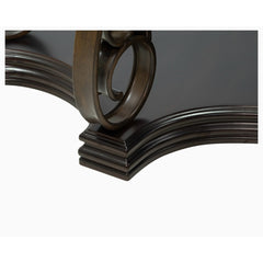 Sofa Table with Glass Top, Brown Base