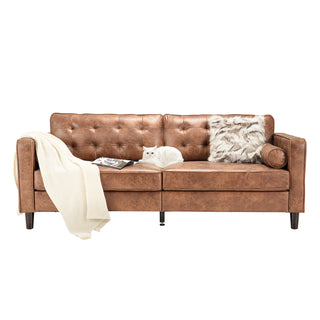 Sofa, Tufted Microsuede Upholstery, Solid Wood Frame, Brown