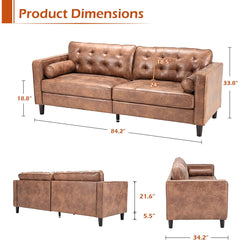 Sofa, Tufted Microsuede Upholstery, Solid Wood Frame, Brown
