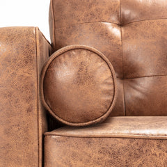 Sofa, Tufted Microsuede Upholstery, Solid Wood Frame, Brown