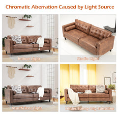 Sofa, Tufted Microsuede Upholstery, Solid Wood Frame, Brown