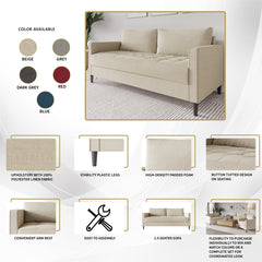 Sofa with Removable Back Cushions and Black Legs