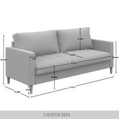 Sofa with Removable Back Cushions and Black Legs