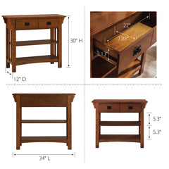 Solid Ash Bookcase with Two Drawers in Medium Oak