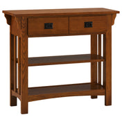 Solid Ash Bookcase with Two Drawers in Medium Oak