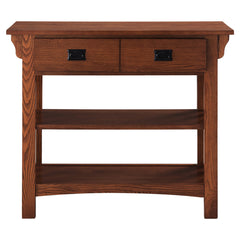 Solid Ash Bookcase with Two Drawers in Medium Oak