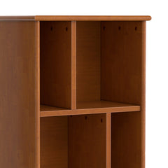 Solid Wood Bookcase with Six Shelves and Drawer, Mid-Century Modern