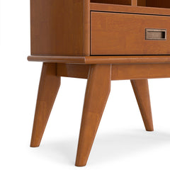 Solid Wood Bookcase with Six Shelves and Drawer, Mid-Century Modern