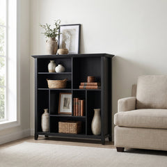 Solid Wood Cube Bookcase with 8 Shelves and Tapered Legs