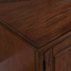 Solid Wood TV Stand with Glass Doors in Burnished Oak