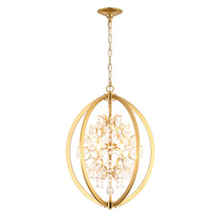 Sphere Cage Chandelier, 4-Light, Metal with Clear Crystal Accents
