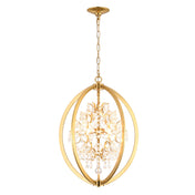 Sphere Cage Chandelier, 4-Light, Metal with Clear Crystal Accents