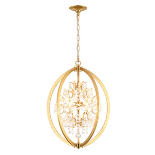 Sphere Cage Chandelier, 4-Light, Metal with Clear Crystal Accents