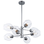 Sphere Chandelier, 8-Light, Clear Glass Shades in Polished Chrome