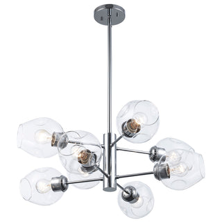 Sphere Chandelier, 8-Light, Clear Glass Shades in Polished Chrome