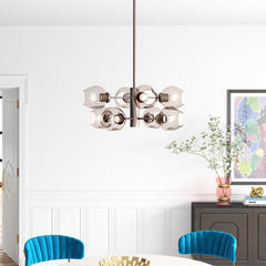 Sphere Chandelier, 8-Light, Clear Glass Shades in Polished Chrome