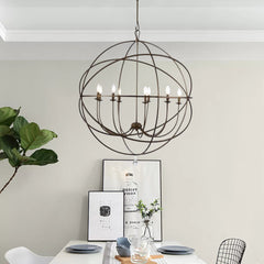 Spherical Chandelier with 9 Lights in Oil Rubbed Bronze