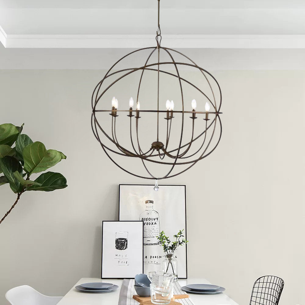 Spherical Chandelier with 9 Lights in Oil Rubbed Bronze