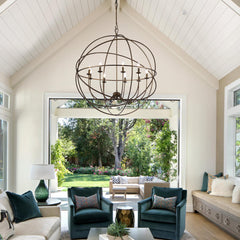 Spherical Chandelier with 9 Lights in Oil Rubbed Bronze