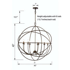 Spherical Chandelier with 9 Lights in Oil Rubbed Bronze