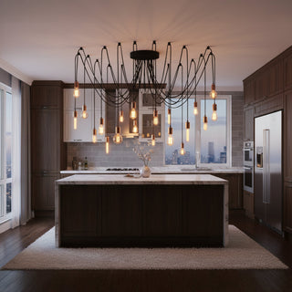 Spider Chandelier with 20 Lights in Copper and Black