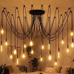 Spider Chandelier with 20 Lights in Copper and Black